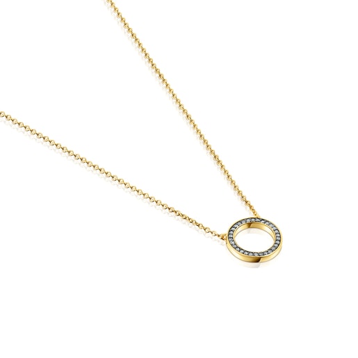 Nocturne disc Necklace in Silver Vermeil with Diamonds