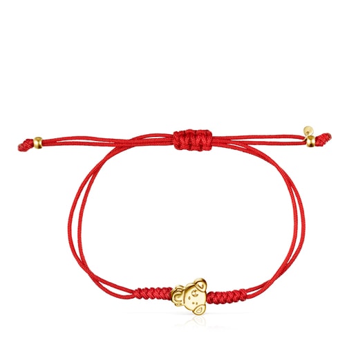 Bracelet Chinese Horoscope chien en Or et Cordon rouge