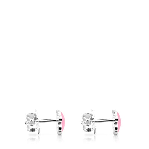 Silver TOUS Color Earrings with rose Quartzite