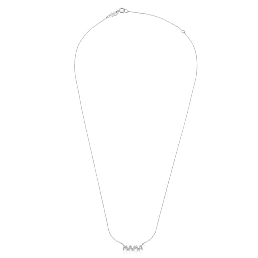 White Gold TOUS Mama Necklace with Diamond