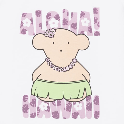 Camiseta S/M oso "Aloha Hawai" Rosa