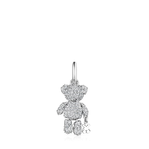 White Gold Teddy Bear Gems Pendant with Diamonds
