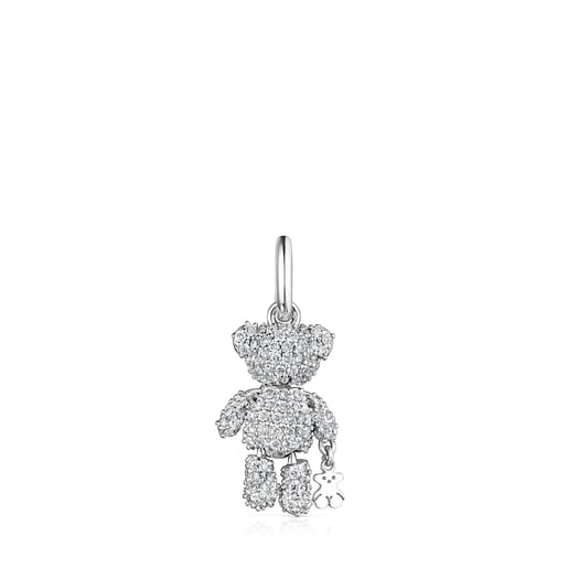 Penjoll Teddy Bear Gems d'or blanc amb diamants