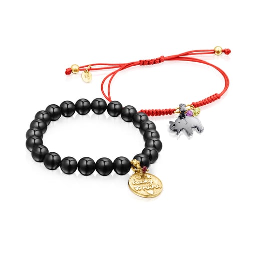 Pack de Pulseras TOUS Good Vibes Mama de Shunguitas y cord n rojo