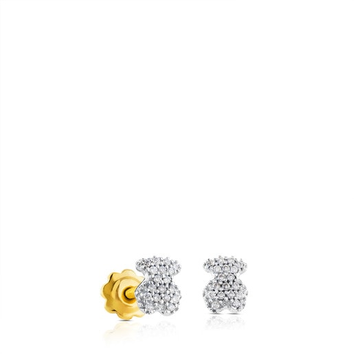White Gold Puffy Earrings with Diamond