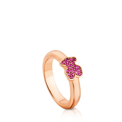 Pink Vermeil Silver Gen Ring with Ruby