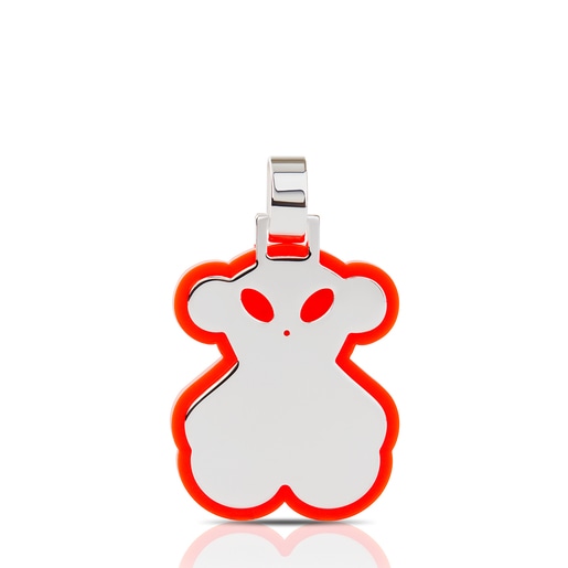 Large neon red Silver Halloween Pendant