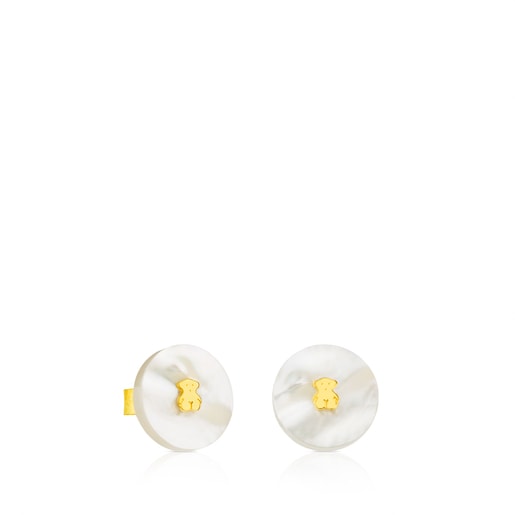 Gold Yuan Earrings with Mother of Pearl