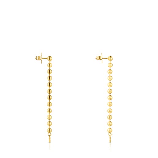 Aretes largos Gloss con baño de oro 18 kt sobre plata