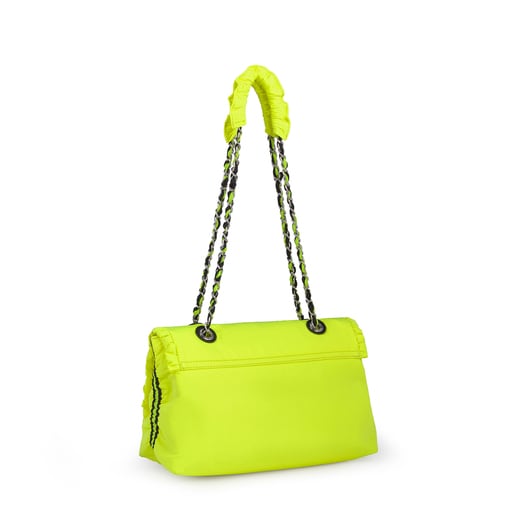 Fluorescent Yellow T Lux Crossbody Bag with Flap