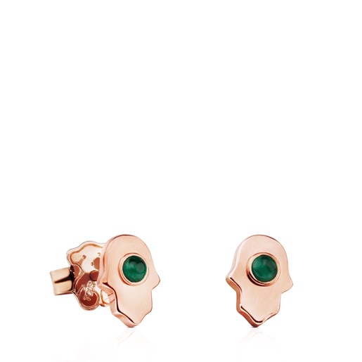 Rose Vermeil Silver Super Power Earrings with Malachite