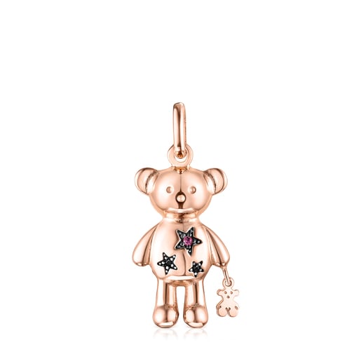 Penjoll amb bany d'or rosa 18 kt sobre plata i gemmes Teddy Bear Stars