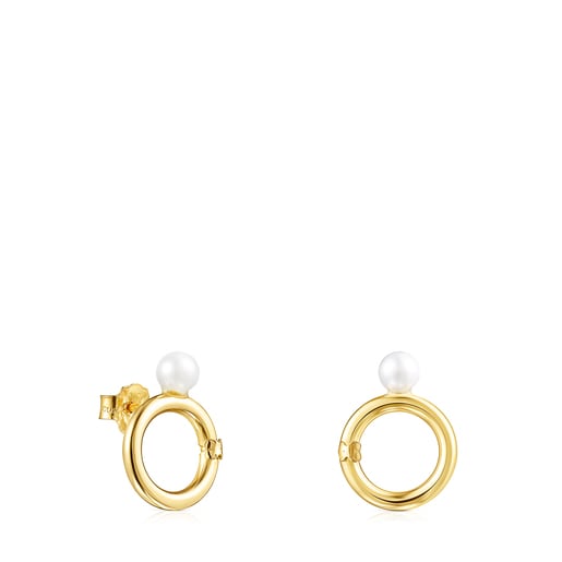 Gold Luz Earrings with Crystal and Pearl | TOUS