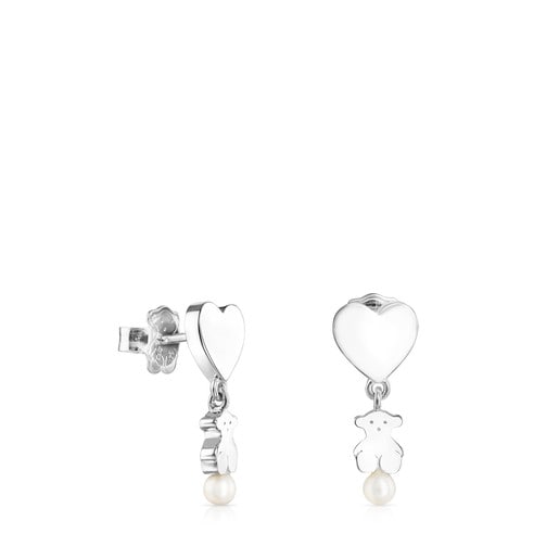 Short Silver Real Sisy Earrings with Pearls