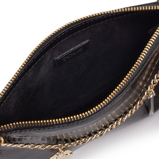 Black leather New Liz Crack crossbody bag
