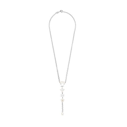 Silver Real Sisy Necklace with Pearls