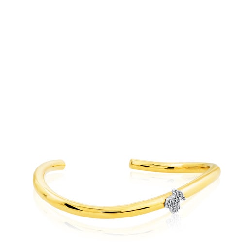 Yellow and White Gold Ondas Bracelet with Diamond