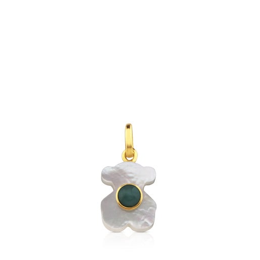 Gold Super Power Pendant with Mother-of-pearl and Amazonite