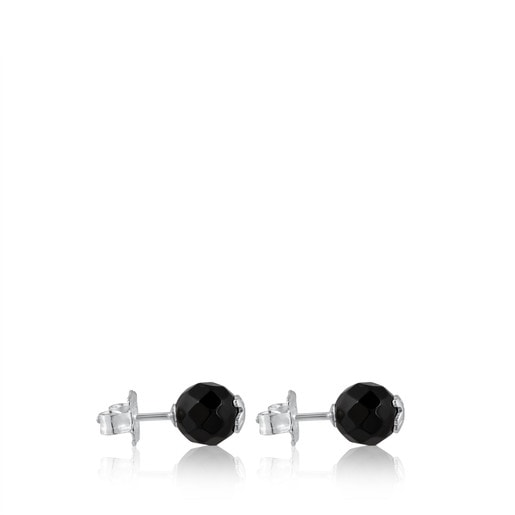 Silver TOUS Color Earrings with faceted onyx
