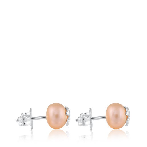 Silver TOUS Bear Earrings with Pearl