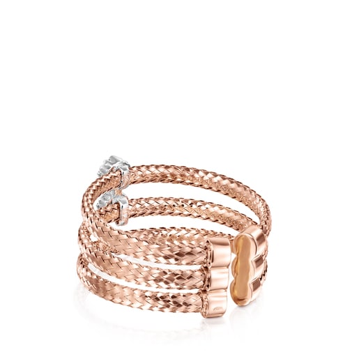Light triple ring in Rose Gold with Diamonds