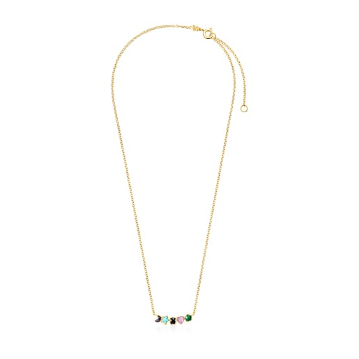 Glory Necklace in Silver Vermeil with five multicolor Gemstones 79/100" motifs. 17 18/25