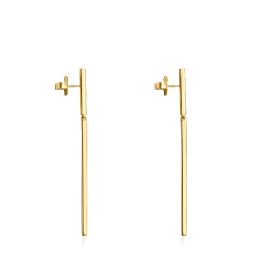 Lange Stab-Ohrringe Nocturne aus Vermeil-Gold mit Diamanten