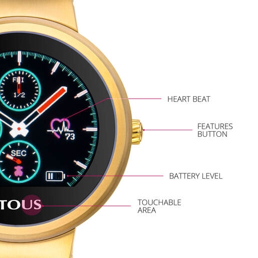 Reloj smartwatch activity Rond Touch de acero IP dorado