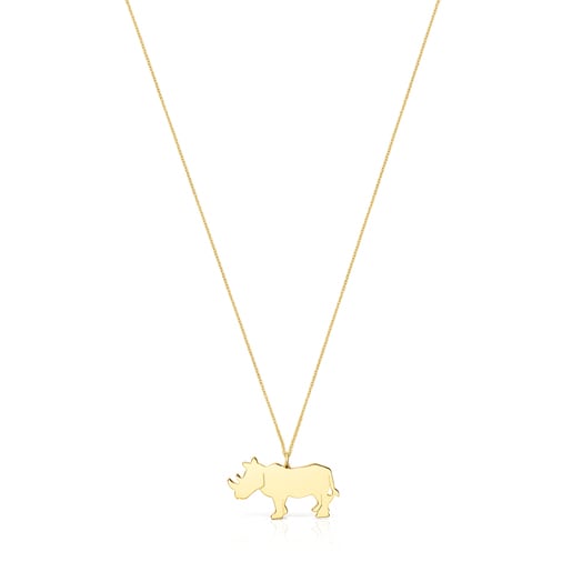 Long Silver Vermeil Save rhinoceros Necklace