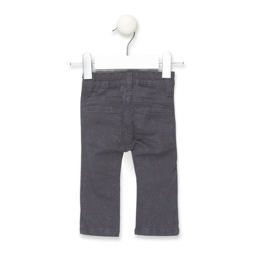 Pantalón pitillo niña ositos bordados Gris