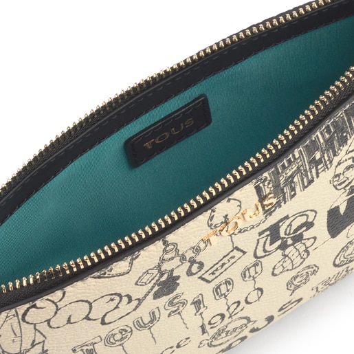 Mala de tiracolo clutch TOUS Centenary bege e preta