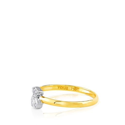 White and Yellow Gold Puppies Ring with Diamond