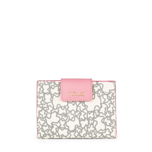 Small beige and fuchsia Kaos Mini wallet