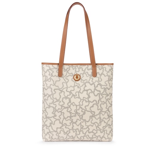 Τσάντα για τα ψώνια Kaos New Total από καραβόπανο στο χρώμα της άμμου - μαύρο χρώμα