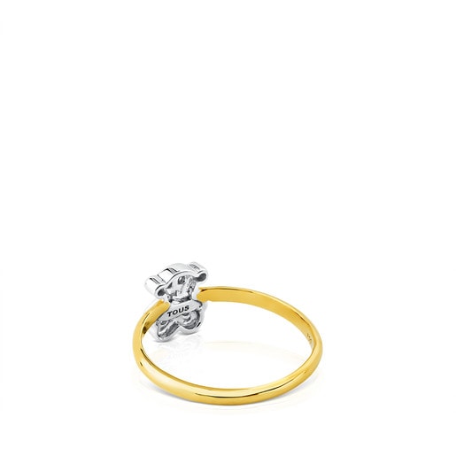 White and yellow Gold TOUS Bear Ring with Diamond