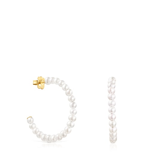 Gloss hoop earrings with Pearls | TOUS