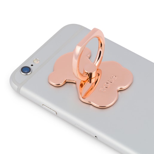 Pink-golden Bear Mobile Support Ring