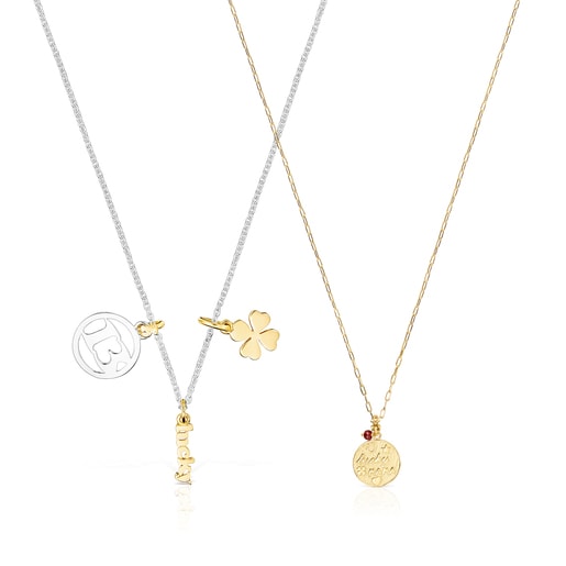TOUS Good Vibes Mama Necklaces Set in Silver and Silver Vermeil