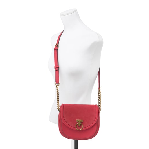 Bandolera T Hold Chain rojo de piel