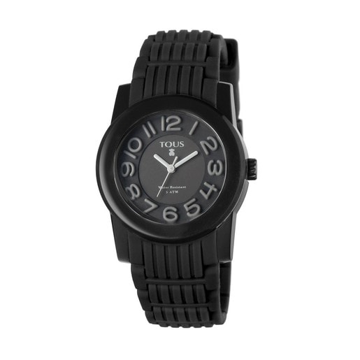 Steel Otos Watch with black Silicone strap