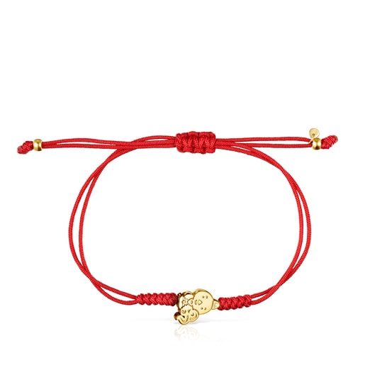 Braçalet Chinese Horoscope gall d'Or i Cordó vermell