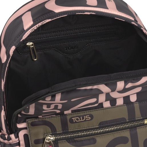Khaki and pink Shelby Logogram Backpack