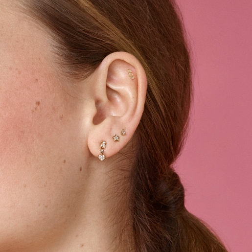 ローズゴールドにダイヤモンドが付いたショートピアス Les Classiques