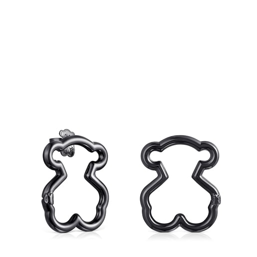 Aretes medianos Hold oso de Plata Dark Silver