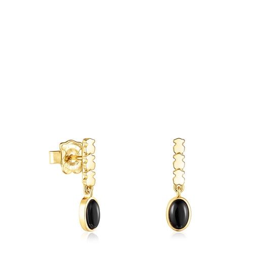 Silver Vermeil Straight Earrings with Onyx | TOUS