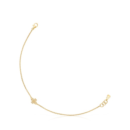 Gold TOUS Good Vibes clover Bracelet with Diamonds