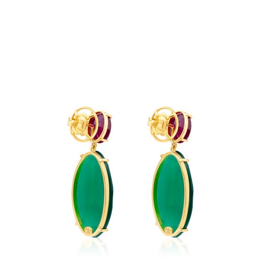 ATELIER Best Sellers Earrings in Gold with Ruby glass filled and treated chalcedony
