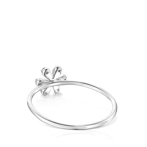 Anell Blume d'or blanc i diamants motiu Flor