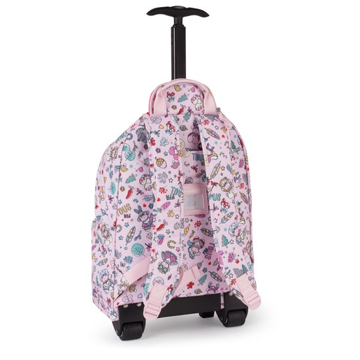 Medium pink Nylon School Playground Backpack with wheels