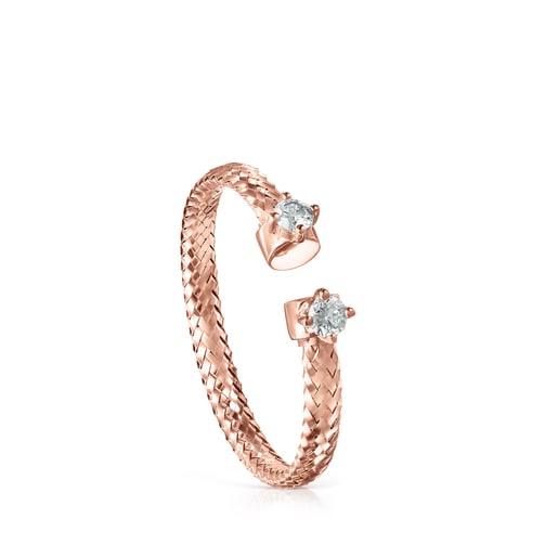 Light open Ring in Rose Gold with Diamonds